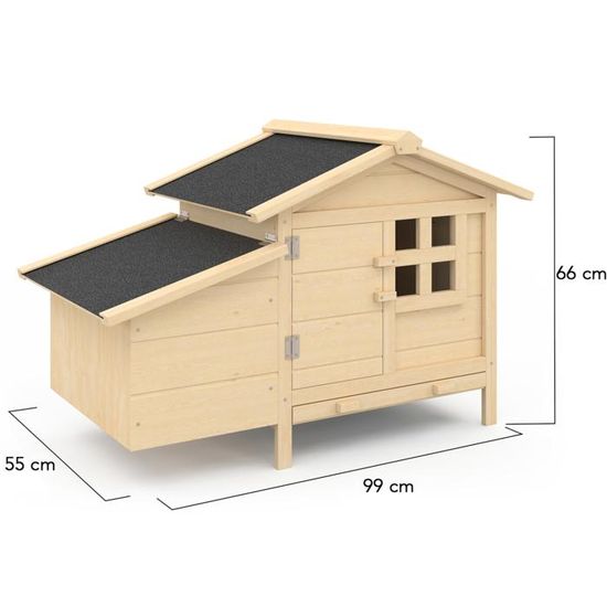 IDMarket Poulailler VIP Bois Avec Pondoir - Double Étage - Pour 2-3 Poules