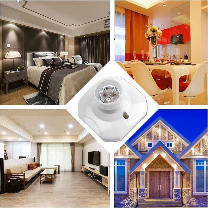 Douille E27 Avec Télécommande - Support LED Plafond 220V, Commande à Distance 20m, Idéal Chambre Et Maison
