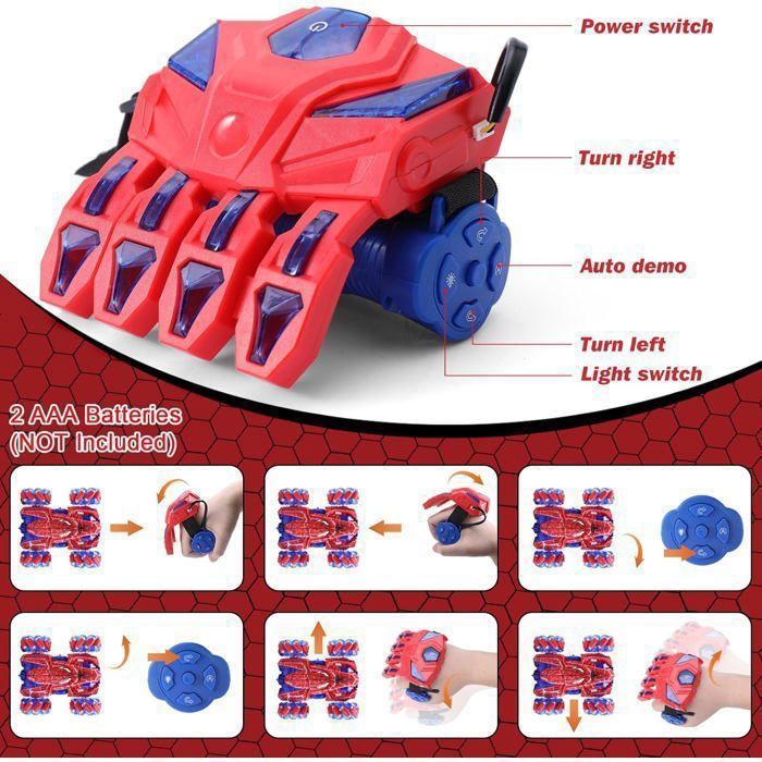 Kazzley Transformateur de voiture télécommandé, jouet pour enfants de 3 à 12, 2,4 GHz, reconnaissance des gestes Spider RC, voiture transformable avec batterie, cadeaux d'anniversaire pour garçons et