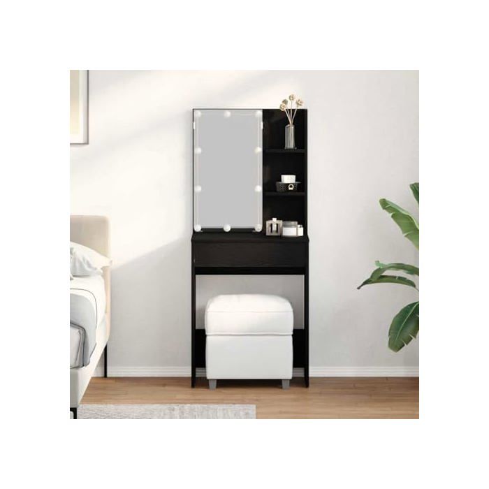 Coiffeuse moderne avec miroir - vidaXL - Chêne noir - 60x40x140 cm ...