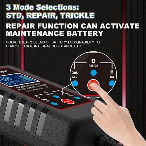 Chargeur De Batterie 12V 6A Intelligent Avec Écran LCD - Pour Voiture, Moto, Bateau Et Tondeuse