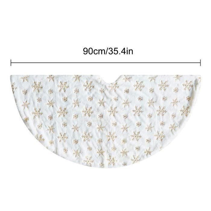 Jupe De Sapin De Noël 90 Cm – Blanc à Flocons Argentés, Peluche, Couvre-pied, Anti-dérapant - 5