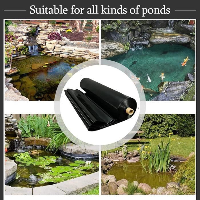 Bâche D'Étang 5x5m HDPE Noire 0.3mm Épaisseur - Membrane Imperméable Renforcée Pour Bassin Jardin Et Piscine
