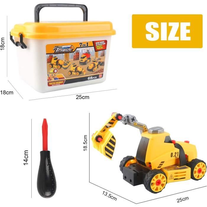 Jouet Grue Chantier Taloit - Avec Pelleteuse, Rouleau, Camion - En Bois Aimanté - Enfants 2-5 Ans - Jeu éducatif Construction