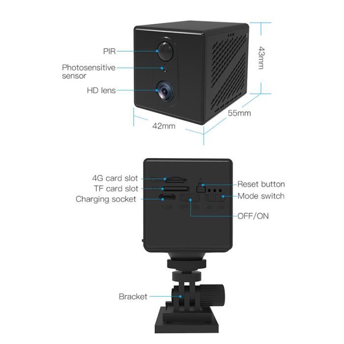 Mini Caméra Ip P2p Android Ios Vidéo Surveillance Ir Alarme Wifi Carte Tf  Noire Yonis à Prix Carrefour