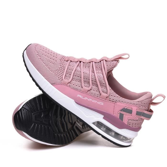 Baskets pour femmes 2020 Rose Plateau Lacets Rose