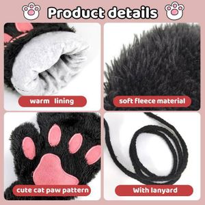 Gants De Patte D'ours De Griffe De Chat Femmes Chaudes En Peluche Fausse