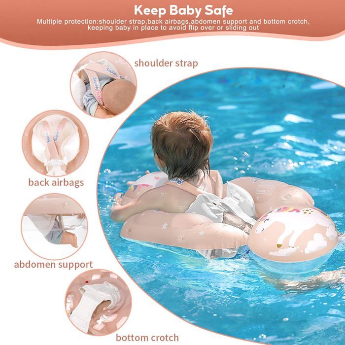 Bouée Bébé Avec Pare-soleil Peradix - Forme Baleine, Pour 9 à 36 Mois (Charge Max 25 Kg)