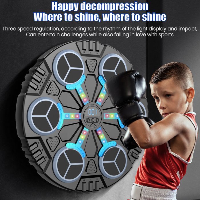 Machine de Boxe Musicale pour Enfants, Cible de Frappe Intelligente Mural Jouet avec Bluetooth et Lumières LED, Jouet de Jeu d'Entraînement Musical avec Gants de Boxe pour Garçons et Filles Machine de Boxe Musicale pour Enfants, Cible de Frappe Intelligente Mural Jouet avec Bluetooth et Lumières LED, Jouet de Jeu d'Entraînement Musical avec Gants de Boxe pour Garçons et Filles