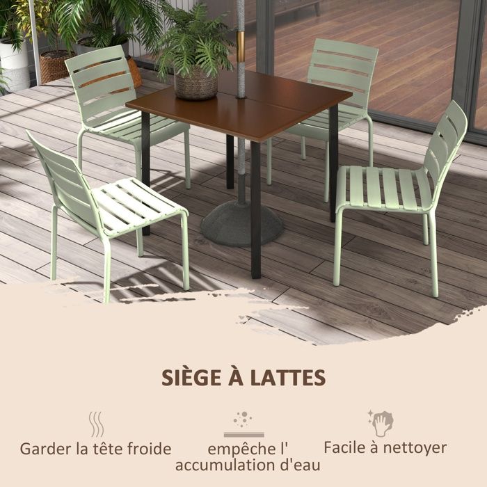 Lot De 4 Chaises De Jardin Empilables Outsunny - Dossier Haut, Maille Respirante, Cadre Acier Noir