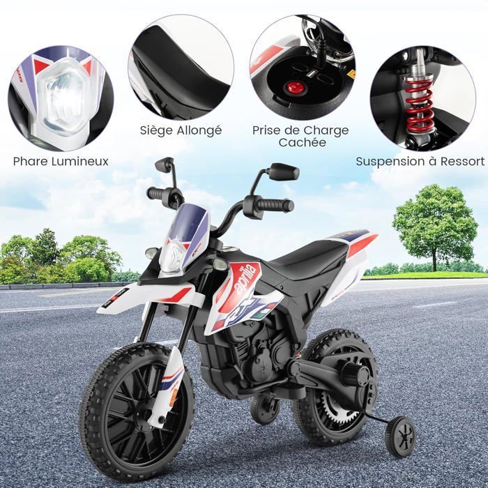 DREAMADE Moto Électrique pour Enfants 12V, Moto Charge 30KG sous Licence Aprilia avec Roues d'Entraînement, Suspension à Ressort, USB, Fonction sans Fil, Musique & Phare (Modèle 3, Noir DREAMADE Moto Électrique pour Enfants 12V, Moto Charge 30KG sous Licence Aprilia avec Roues d'Entraînement, Suspension à Ressort, USB, Fonction sans Fil, Musique & Phare (Modèle 3, Noir