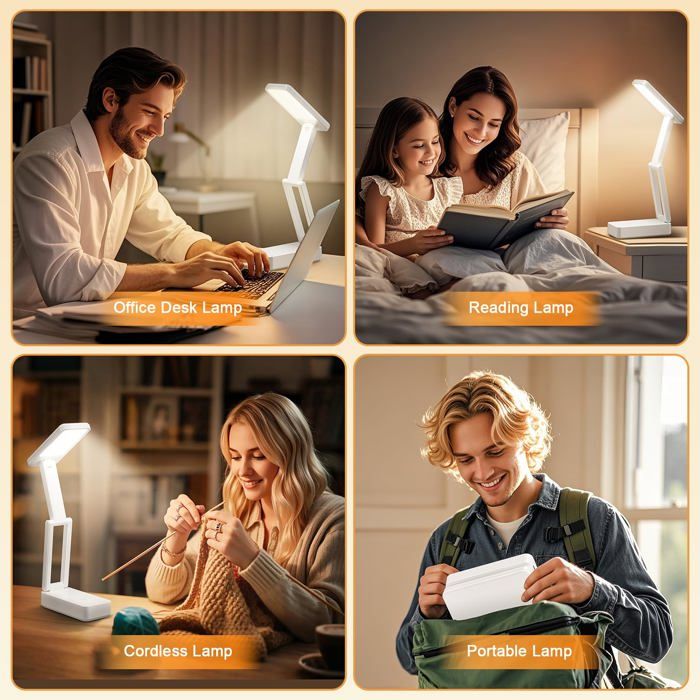 2 × lumières sans fil, lampe de bureau tactile à intensité variable 3