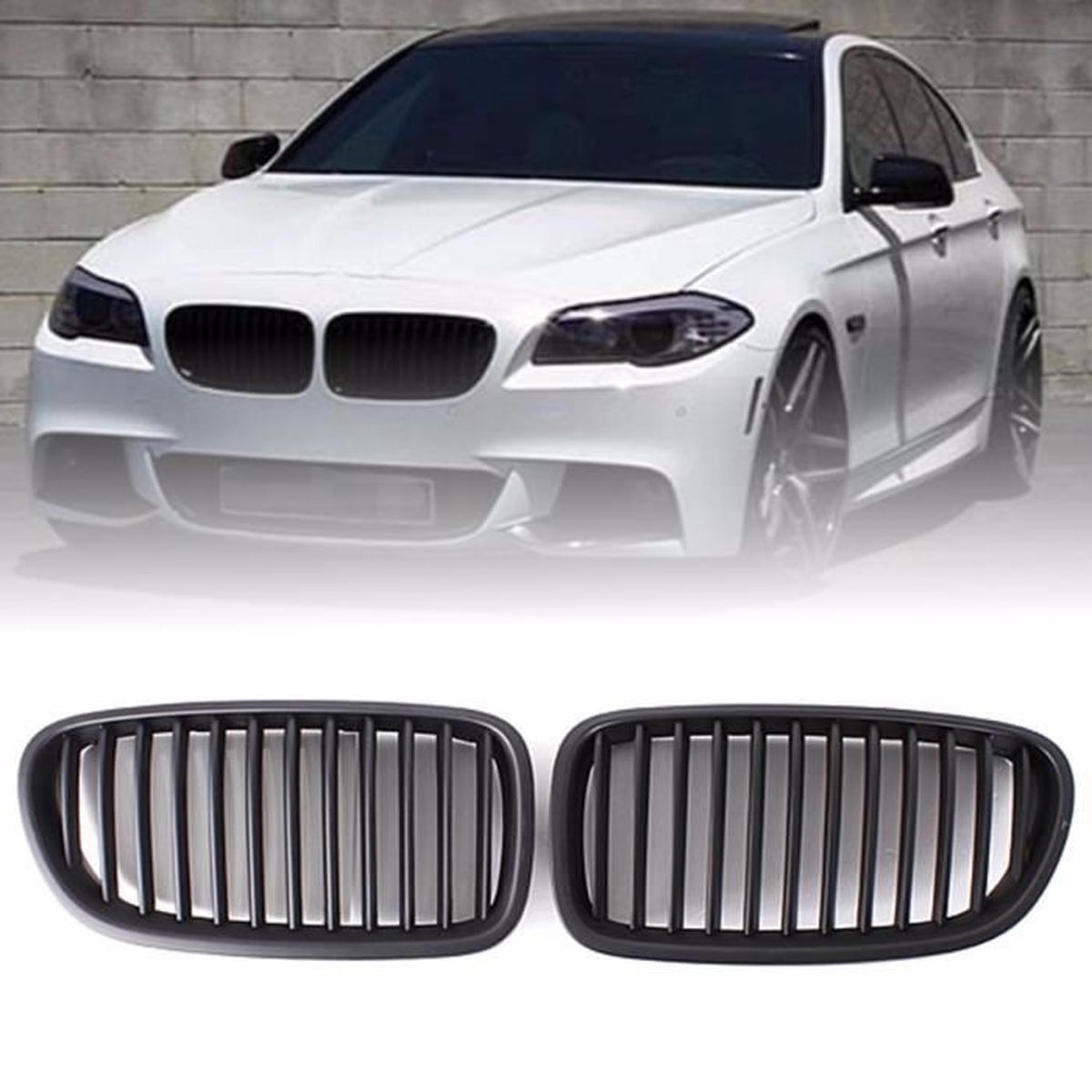 2x Noir Matte Rein Grille Calandre Pr Bmw F10 5 Serie Sedan 528i 530i 550i 10 14 Achat Vente Capot Grille 2x Noir Matte Rein Grille Cdiscount