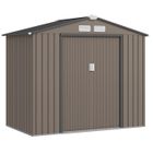 Abri de Jardin 2,5 m² Outsunny cabane de jardin armoire de jardin Dim. 213L x 130l x 185H cm Porte coulissante Acier marron