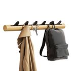 KAPANOU Porte-Manteau Mural en Bois de Hêtre avec 6 Crochets en Métal, pour Manteaux, Chapeaux Crochets Décoratifs Noir