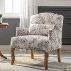 WAHSON OFFICE CHAIRS Wahson Fauteuil Retro en Baroque Canapé 1 Place avec Pieds en Bois, avec accoudoirs et Dossier pour Chambre et Salon, Lin, Beige