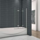 XIAOMI Océan sanitaire Pare baignoire 130x140cm en verre anticalcaire paroi de douche 3 volets pivotant à 180°