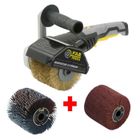 FARTOOLS – Rénovateur REX120C + brosse lanières abrasives et fibre synthétique – Pour bois et métal - Surfaces planes ou complexes
