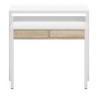 PEGANE Table console extensible convertible en bureau coloris blanc et chêne - Hauteur 88 x longueur 99 x Profondeur 36-70 cm