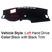Conduite à gauche noire avec HUD - Couverture de tableau de bord intérieur de voiture, Tapis de tableau de bo