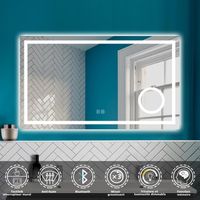 OCEAN Miroir lumineux 120 x 70 cm loupe 3x avec bluetooth + 3 couleurs + dimmable + anti-buée, miroir de salle de bain LED