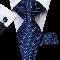Cravate,ensemble de boutons de manchette pour homme, cravate de luxe, bleu, motif Paisley, rayé, couleur unie, fête - C-3226[B223]