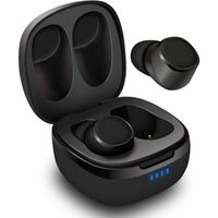 Ecouteurs Bluetooth Sans Fil Noir TWS True Wireless - August EP800 - Micro, Waterproof IPX6, Intra auriculaire, Autonomie 25h