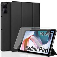 Housse Xiaomi Redmi Pad 10,61" + Film protection écran en VERRE Trempé, Coque pour Tablette Xiaomi Redmi Pad en Cuir PU Antichoc