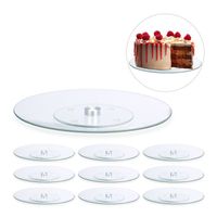 10 x Tortenplatte, 360º drehbar, ∅ 30 cm, zum Servieren & Dekorieren, Kuchen, runder Drehteller, Glas, transparent