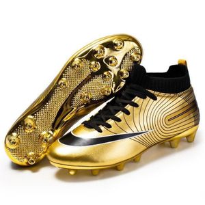 Chaussures de Football Hautes pour Jeunes ECELEN – Crampons Longs – Antidérapantes et Respirantes – Doré