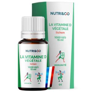 COMPLEMENTS ALIMENTAIRES - VITALITE Vitamine D3 Végétale + Huile de Colza BIO | 1000 UI par Goutte | Système immunitaire, Santé des OS & Dents| 15ml Vegan | Nutri&Co