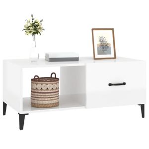 TABLE BASSE Table basse - KEENSO - Blanc brillant - Bois d'ing
