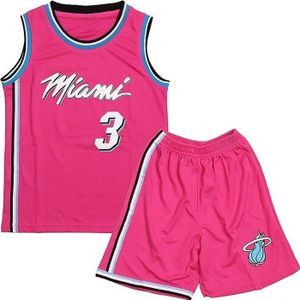 MAILLOT DE BASKET-BALL 2 Pièces Maillot Basketball Enfant,Maillot Sans Manches + Pantalon Court,Tenue Basket Enfant Garçon et Fille - Avec numéro 3 - rose