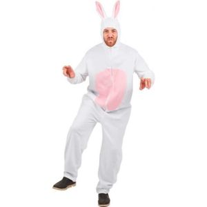 DÉGUISEMENT - PANOPLIE Déguisement Lapin Blanc Adulte PtitClown - Costume une pièce avec capuche et oreilles - Blanc