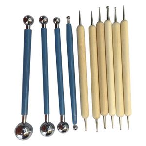 ARGILE 10 Piece Outils de stylet a bille de pointage pour Mandala Rock Peinture, artisanat d'argile de Poterie, Art de Gaufrage