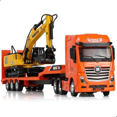 Camion Jouet Camion Jouet Excavatrice Enfant Échelle 1/50 Métal Modèle Remorque - Jeux - Jouets