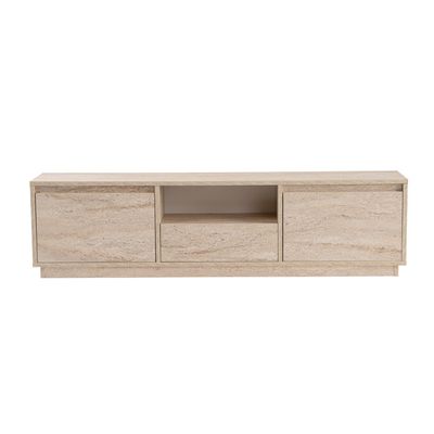 en.casa] TV Schrank Ypäjä Lowboard mit 2 Schiebetüren und 3 Ablagefächern Fernsehschrank 150 x 42 x 50 cm TV Board TV Kommode Fernsehtisch Bambus Natur