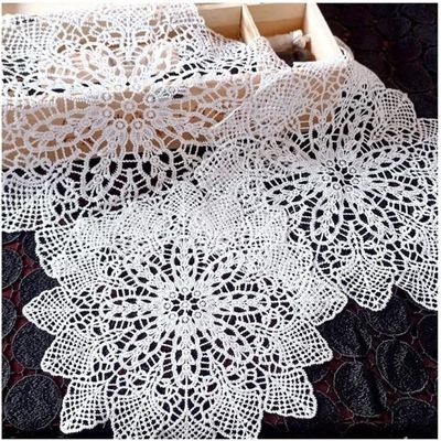 Lot De 2 Sets De Table En Dentelle Brodée - 45x31cm - Style Français Vintage - Pour Tasses Ou Décoration