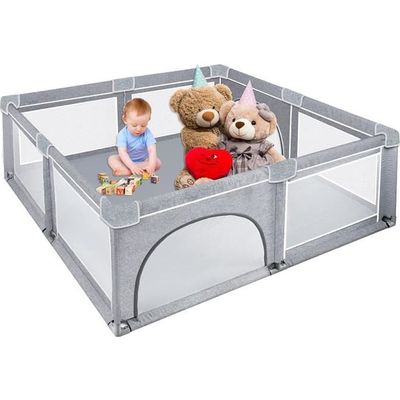 Parc Bébé XXL 200x180 Cm Pliable - Aire De Jeu Sécurisée Avec Portillons Et Fenêtres Maille - 12