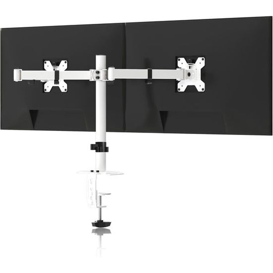 ErGear Double Support Ecran PC Pour 13"-32" De Construction Robuste Hauteur Ergonomique Inclinaison Réglable à ±85° Pivotement à 180° Rotation à 360° Support De Moniteur Charge Maximal De 8kg