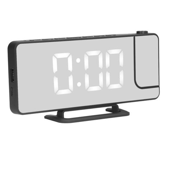 Réveil Projecteur LED USB Rechargeable - Double Alarme - Affichage Sur Plafond Ou Mur - Luminosité Réglable