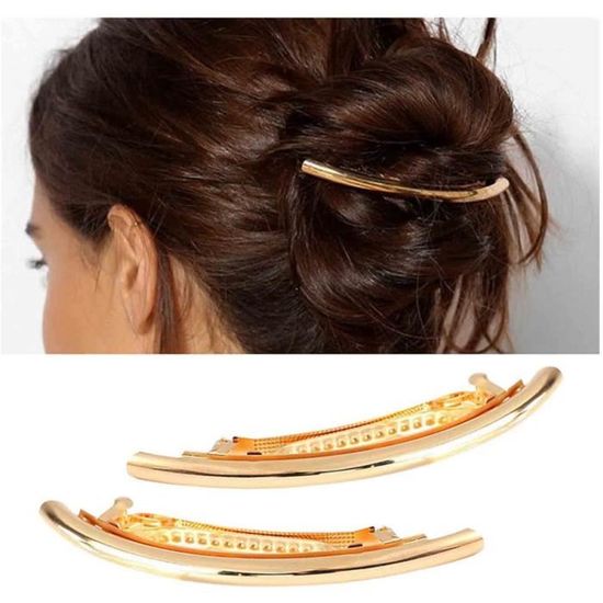 Barrette à Cheveux Art Déco Doré Mat Antique Strass - Neuf, Floral, Rectangle
