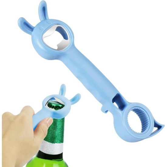 Ouvre-bouteille 4 en 1 2022 Décapsuleur de Bouteille Tire-Bouchon de Bouteille de vin, Ouvre-Couvercle Bière Personnalisé Multifonction Portable pour la Maison Cuisines Bars Cocktails Bleu