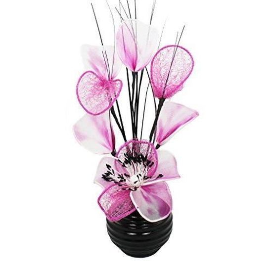 Flourish Vase avec mini fleur en nylon Noir/blanc 32 cm 