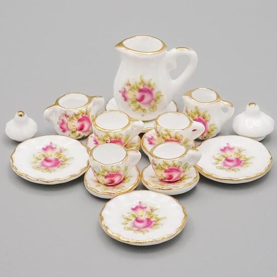 Décor Odoria 1:12 Miniature White Tea Table Side Table Dollhouse Furniture Acces