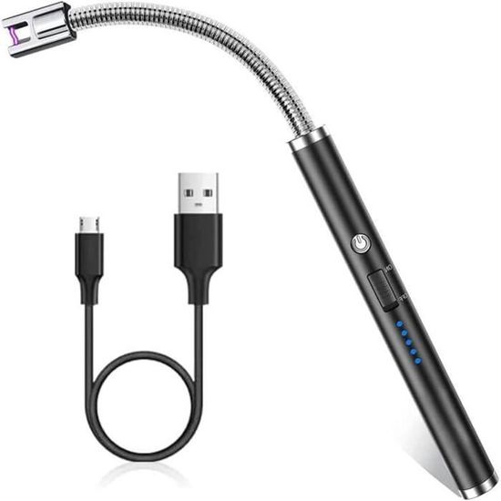 Briquet rechargeable par USB à col long flexible anti-vent et sûr pour usage quotidien, couleur aléatoir