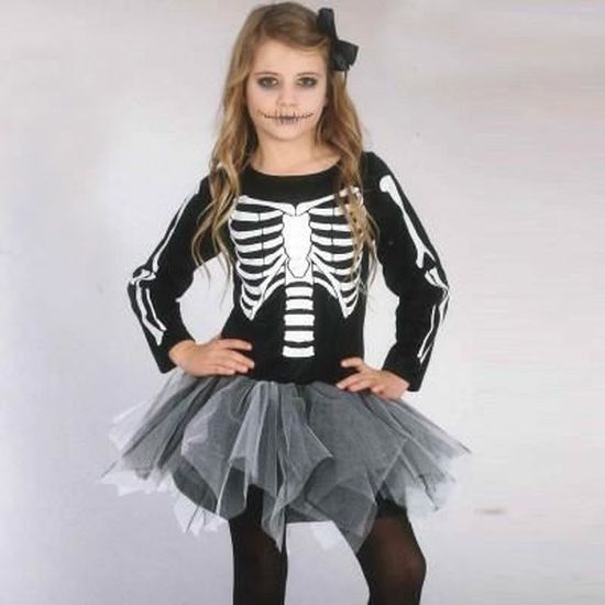 Déguisement Halloween Bébé Fille Robe Citrouille Squelette - Robe Velours à Paillettes + Cape, Tutu, Taille 12 Mois à 6 Ans