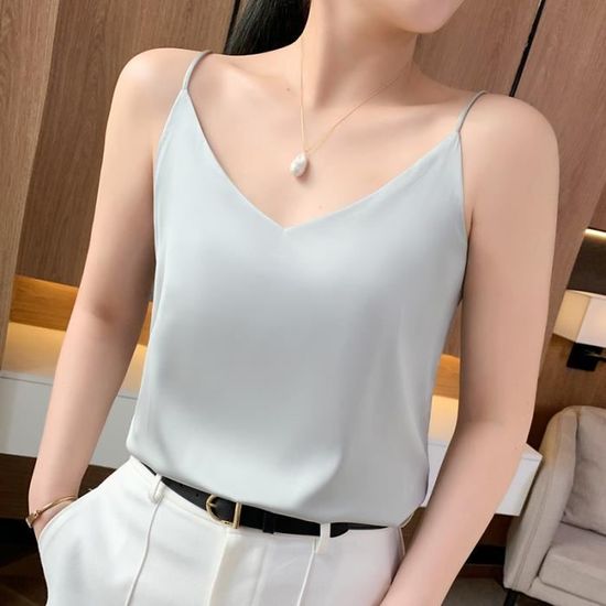 Debardeur Satin Bralette Crop Top Blanc 1 main image 1