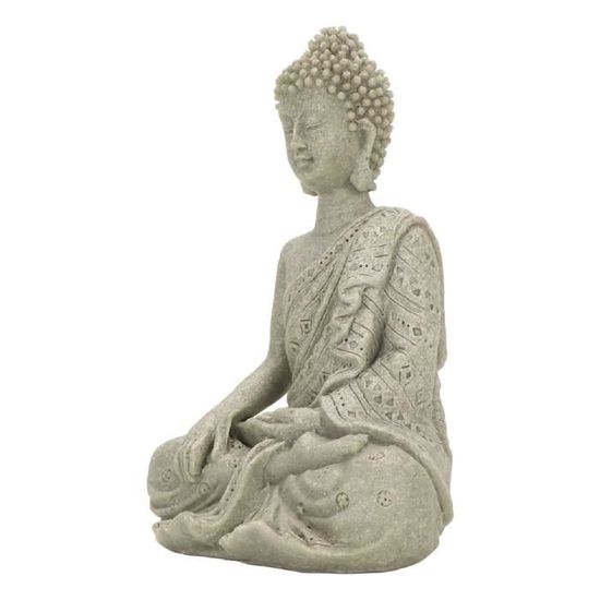 Statuette Bouddha Solaire MIJOMA Avec Boule LED Craquelée - 20x8 Cm, étanche, Pour Jardin Et Méditation
