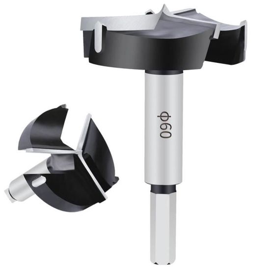 Mèche Forstner 60mm Carbure De Tungstène ASNOMY - Foret Bois Dur, Plastique Et Contreplaqué, Coupe Propre Et Précise